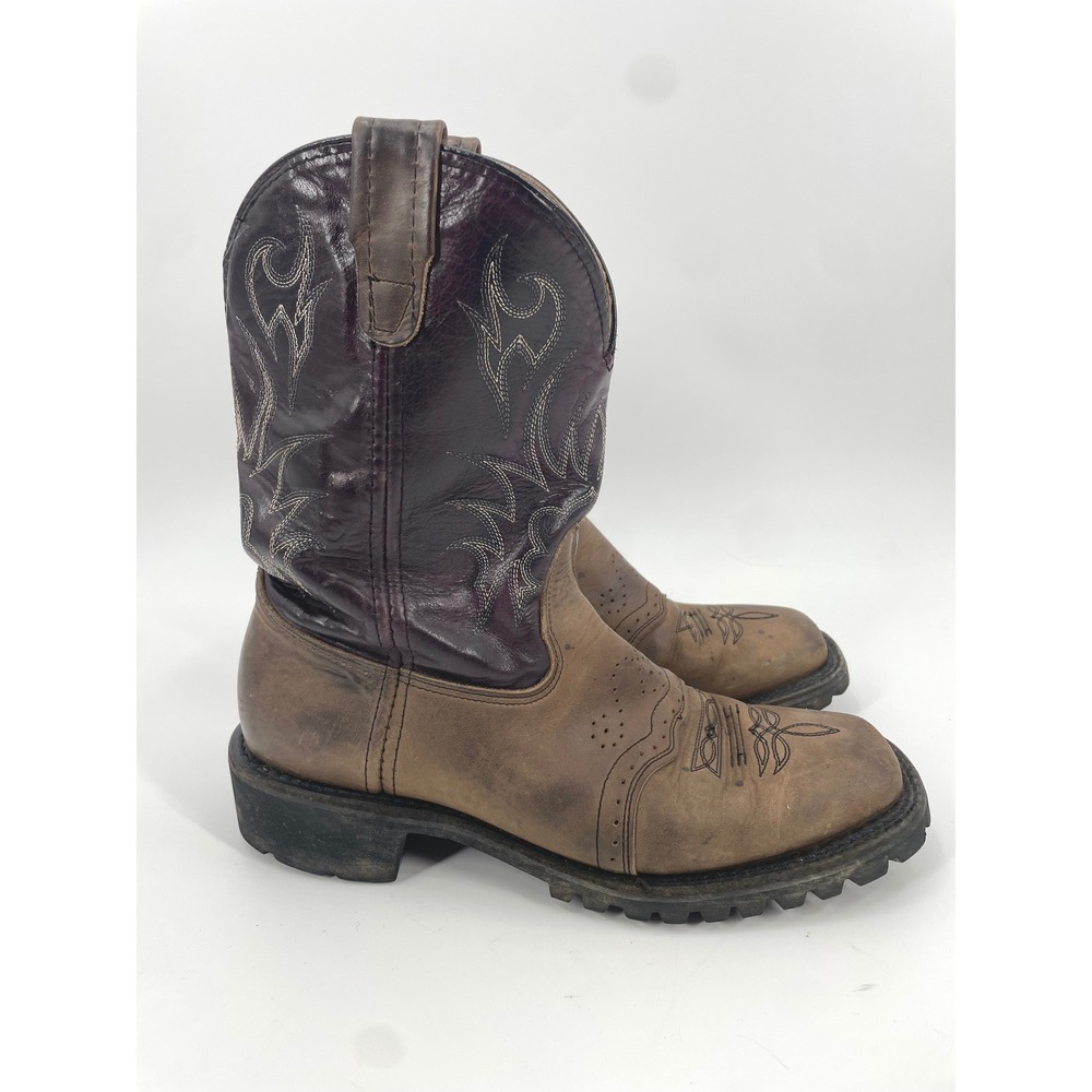 Mens 11.5 D Vintage Made in USA Leather Cowboy Work Boots Heavy Duty Lug Sole